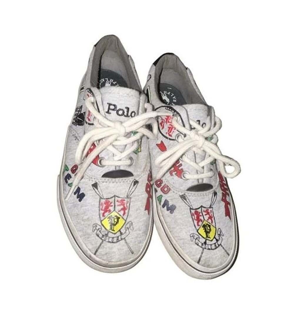 Polo Ralph Lauren Little Boy Thornton Grey/Doodle Print Sneakers Shoes size 3